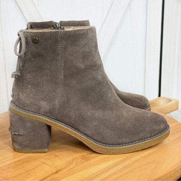 Ugg Corinne Suede Heeled Ankle Boot Taupe Brown Womens Size 7 1095793 - Picture 2 of 13